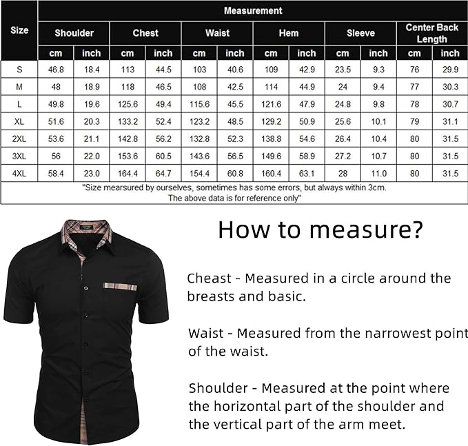 COOFANDY Men's Short Sleeve Dress Shirt Casual Wrinkle Free Plaid Collar Button Down Shirts