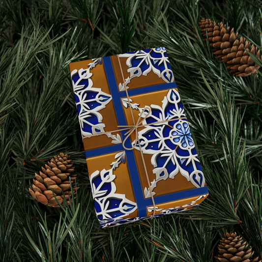 Wrapping Papers: Gold and Blue snowflake