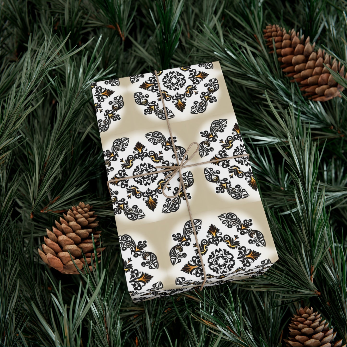 Gift Wrap Papers - Tan, Gold and Black Design