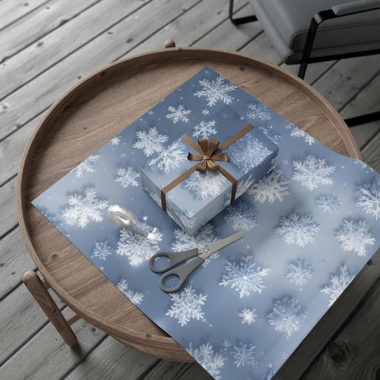 Gift Wrap Papers - Silver Blue Snowflake