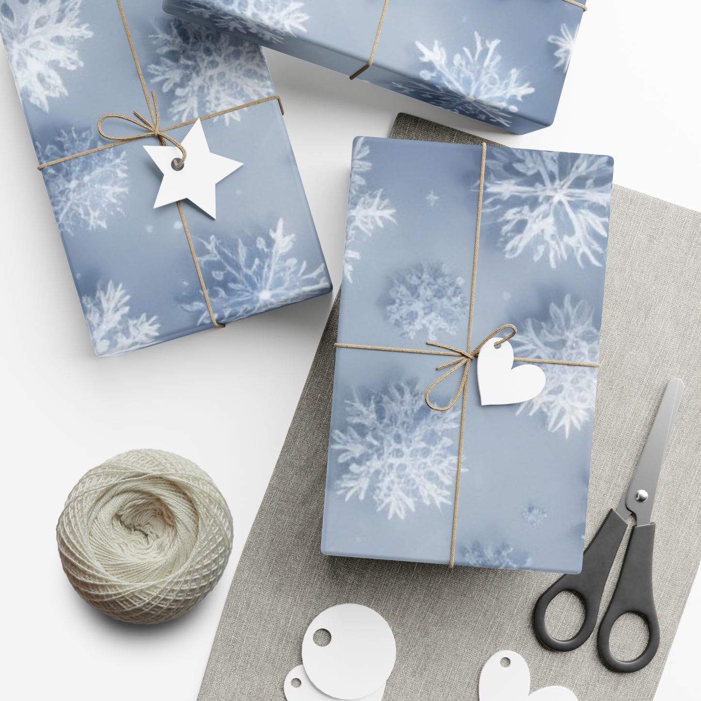 Gift Wrap Papers - Silver Blue Snowflake