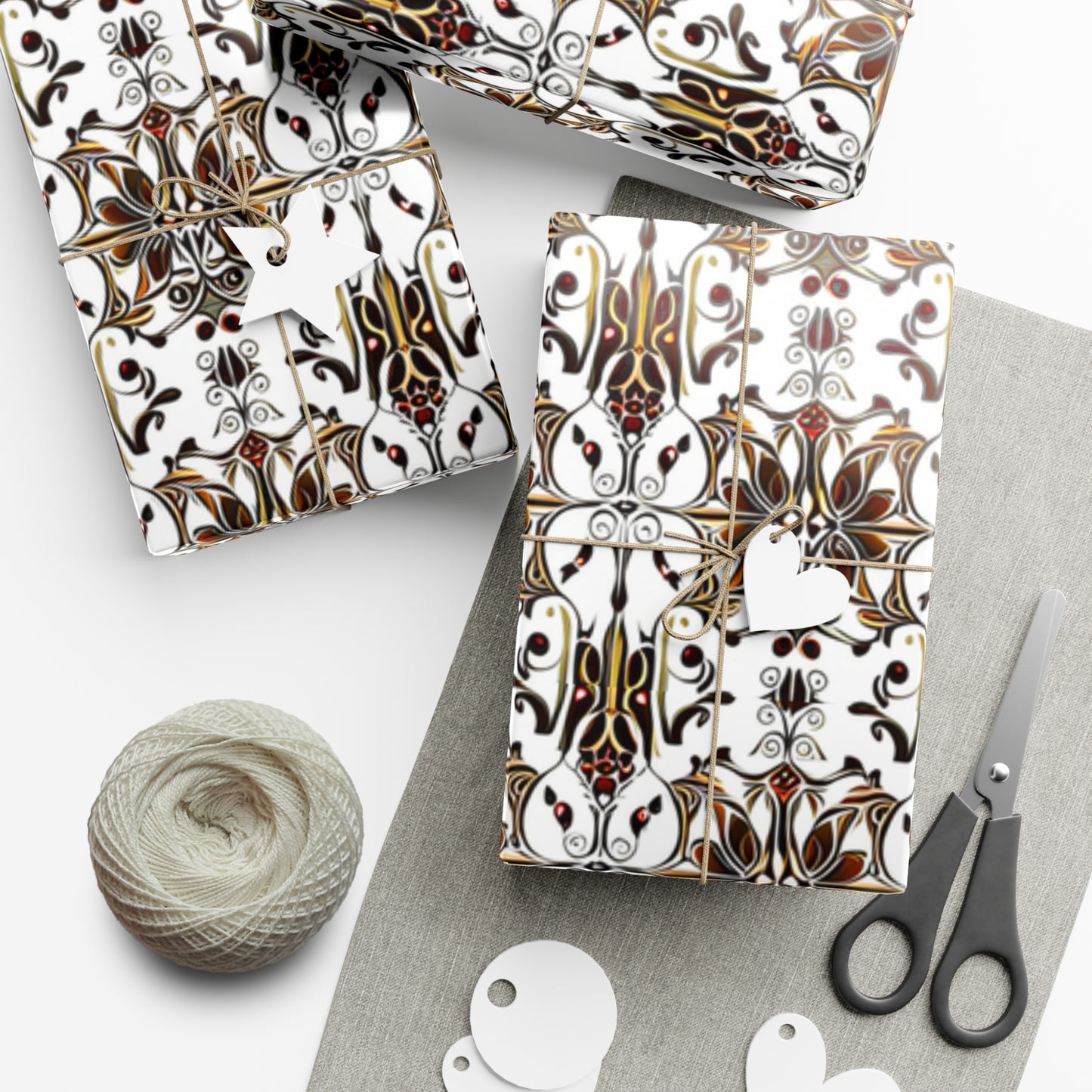 Gift Wrap Papers - Gold & Red Design