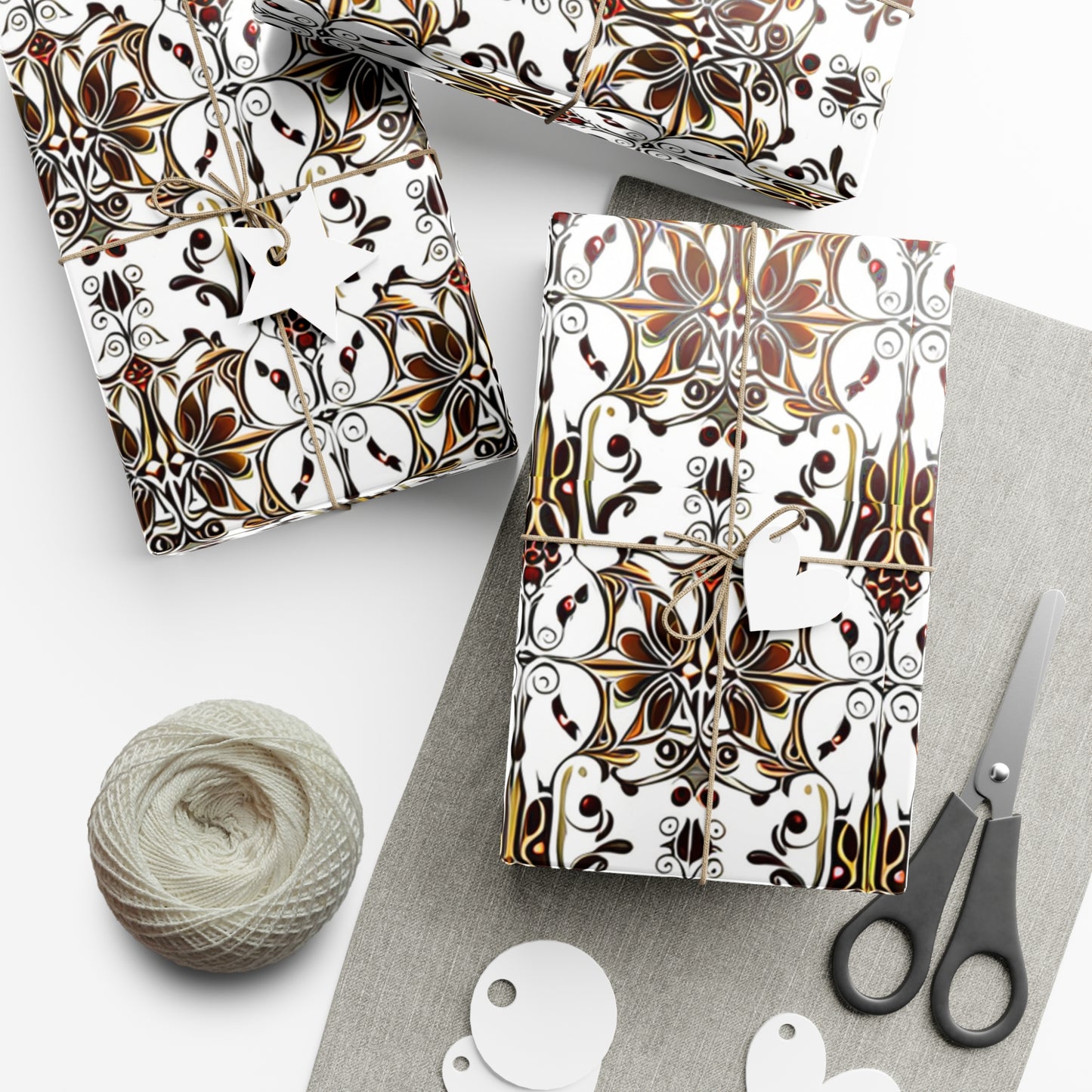 Gift Wrap Papers - Gold & Red Design