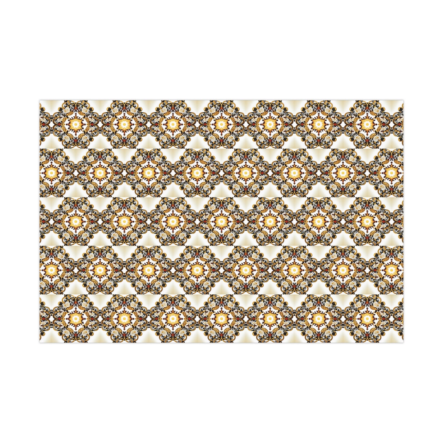 Gift Wrap Papers - Gold and Red, Tan Design