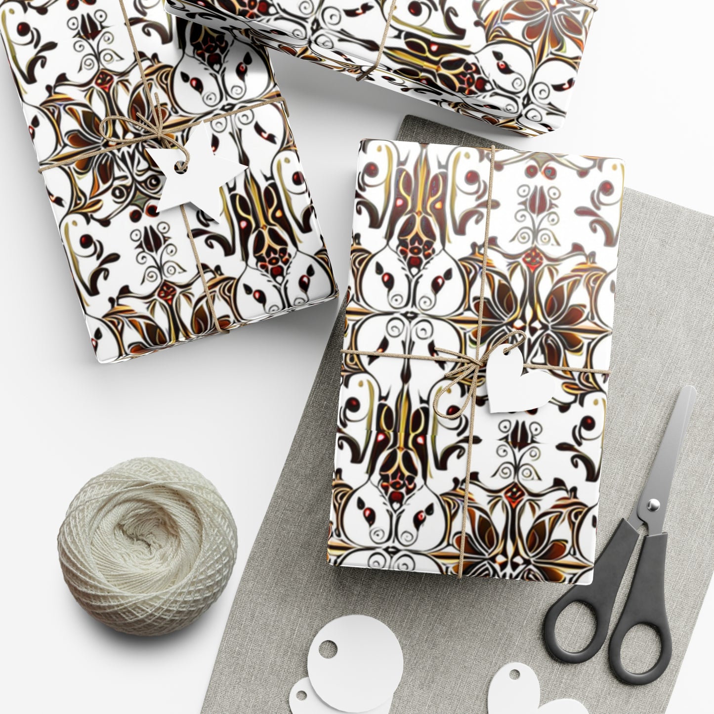 Gift Wrap Papers - Gold & Red Design