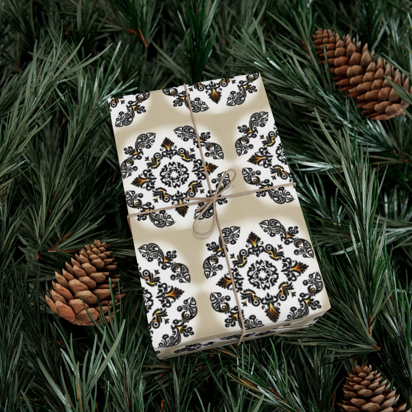 Gift Wrap Papers - Tan, Gold and Black Design