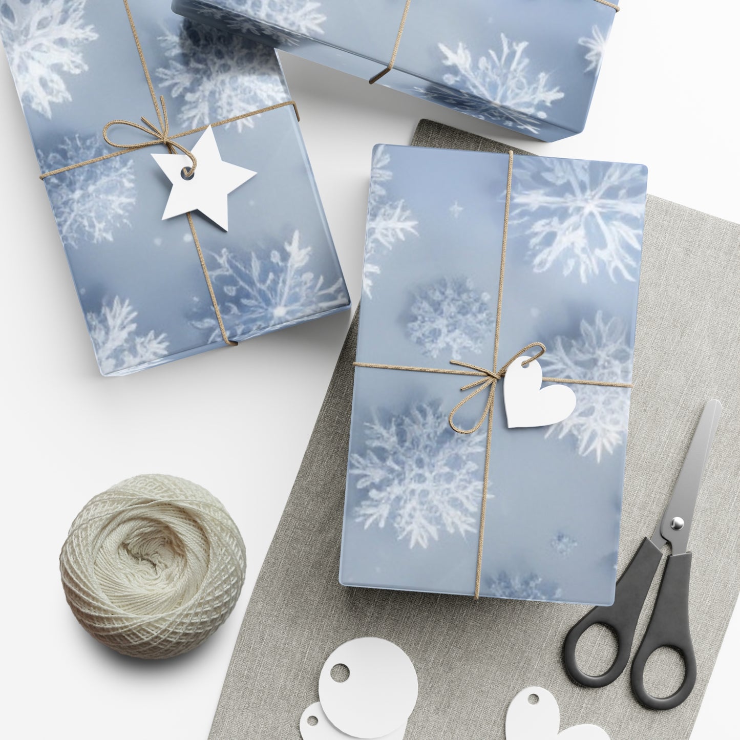 Gift Wrap Papers - Silver Blue Snowflake