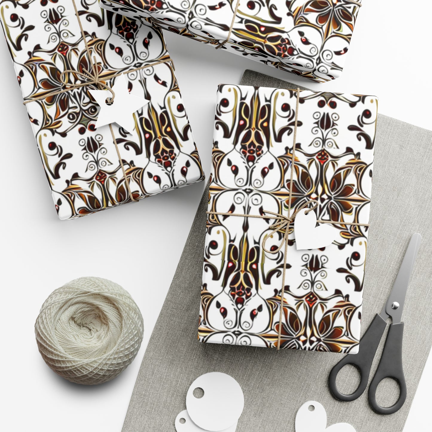 Gift Wrap Papers - Gold & Red Design