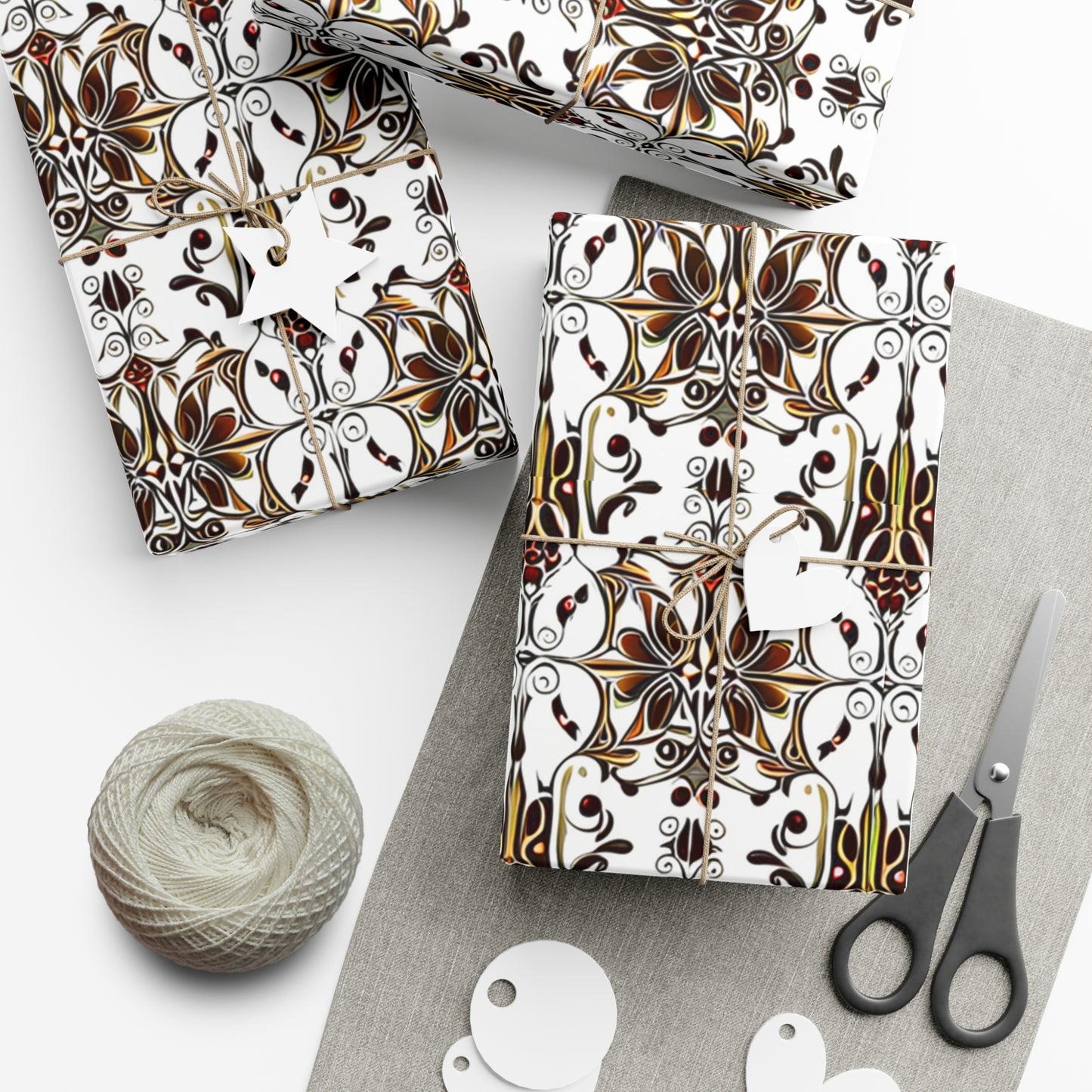 Gift Wrap Papers - Gold & Red Design