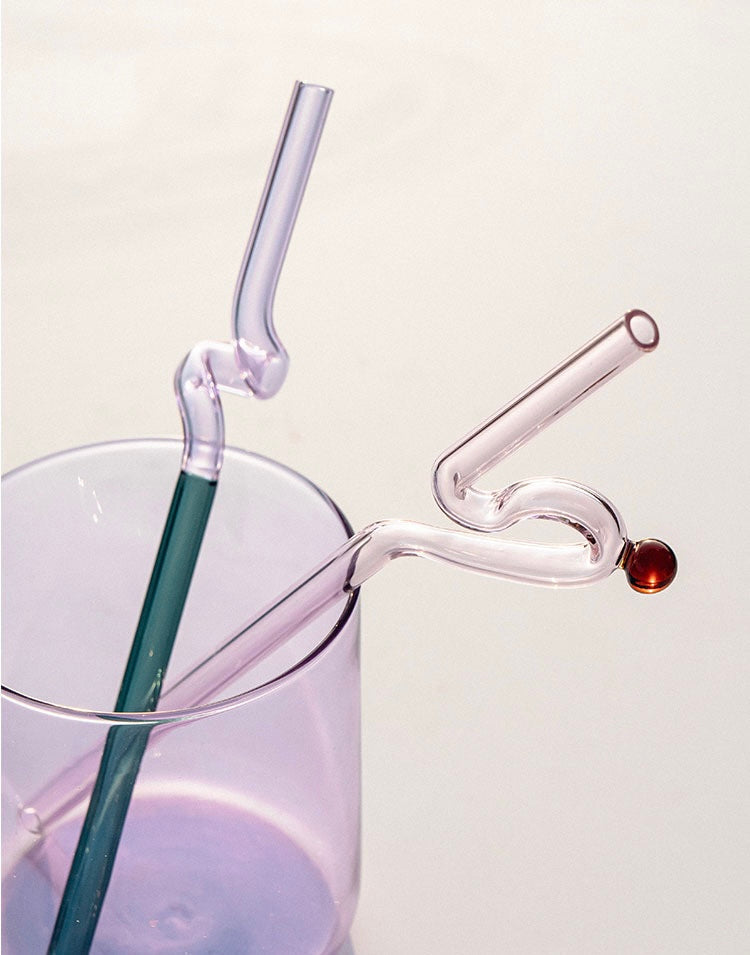 Curvy Glass Straw Set