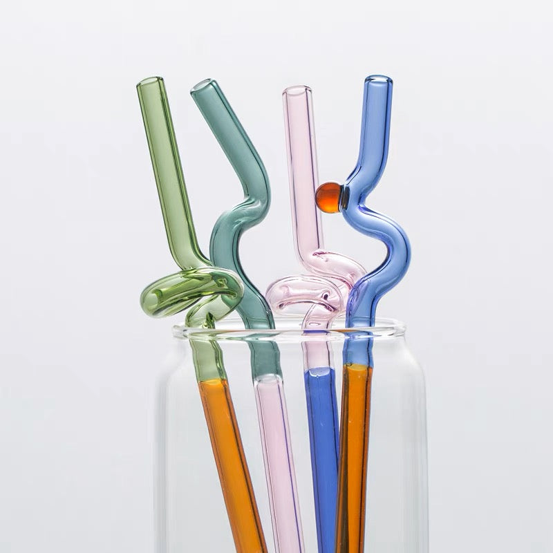 Curvy Glass Straw Set