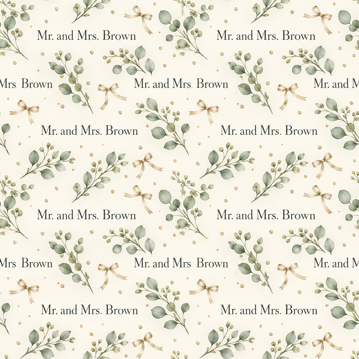 Mr. and Mrs. Brown personalized wrapping example