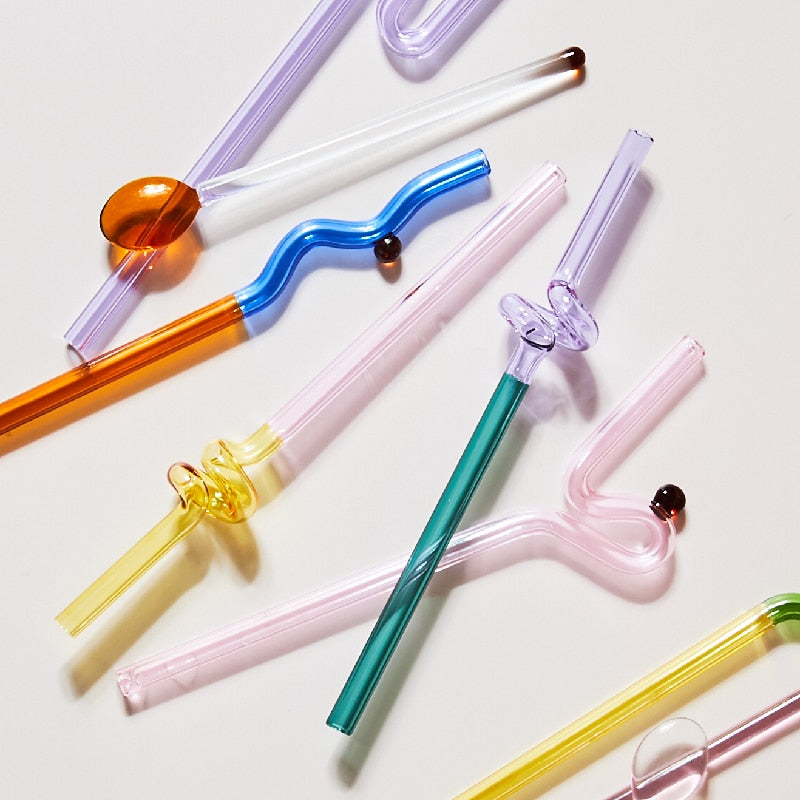 Curvy Glass Straw Set