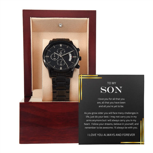 To my Son |  Black Chronograph Watch