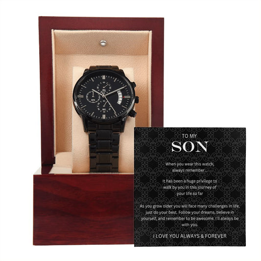 To my Son | Black Chronograph Watch